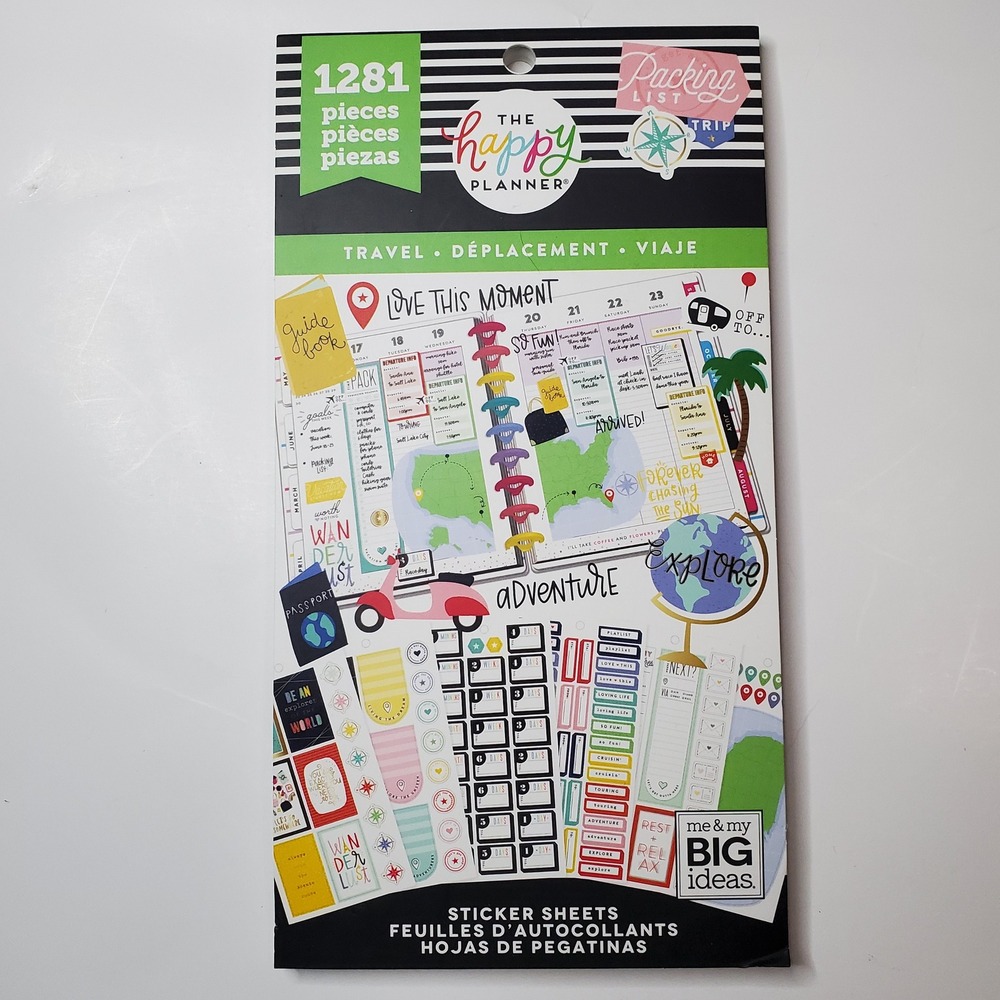 The Happy Planner Travel Sticker Value Pack 1281 Pieces 30 Sheets PPSV-100-3048